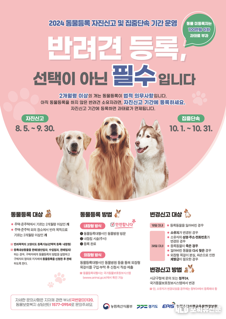 동물등록 자진신고 기간 운영 포스터, 자료: 경기도청 제공