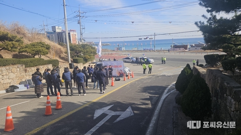 오션비치 파업현장, 사진: 독자제공