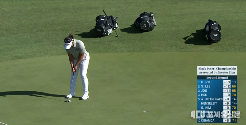 2라운드 14번홀 버디 펏을 하고 있는 유해란, 사진: LPGA