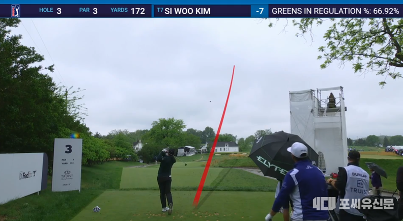 시그니처 이벤트, 트루이스트 챔피언십 2란드 3번홀에서 티샷을 날리고 있는 김시우, 사진: PGA Tour