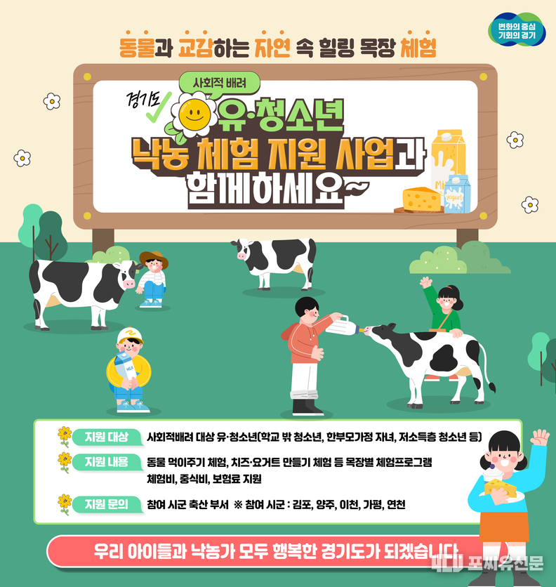 낙농 체험 지원 사업, 자료제공: 경기도