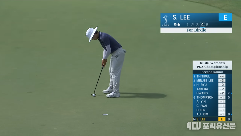 2라운드 9번홀에서 버디 퍼팅을 성공시키는 이소미, 사진: LPGA 유튜브 캡처