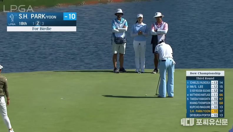 3라운드 마지막 홀에서 버디 퍼팅을 성공시키는 박성현, 사진: LPGA 유튜브