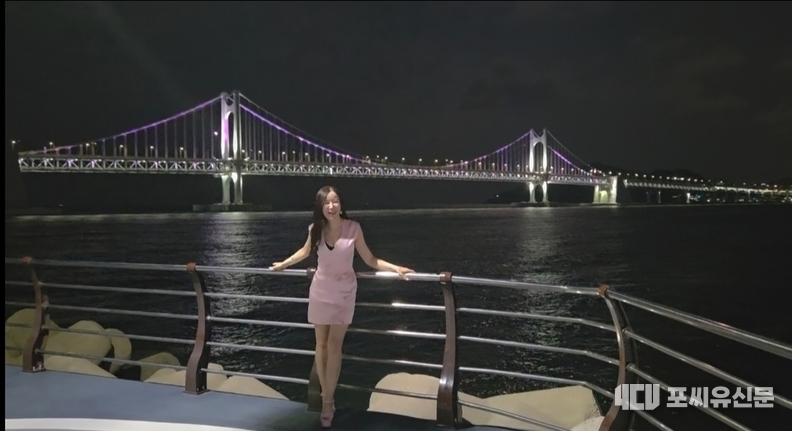 부산 민락 방파제 에서 볼 수 있는 광안대교, 사진 촬영: 최수경 기자