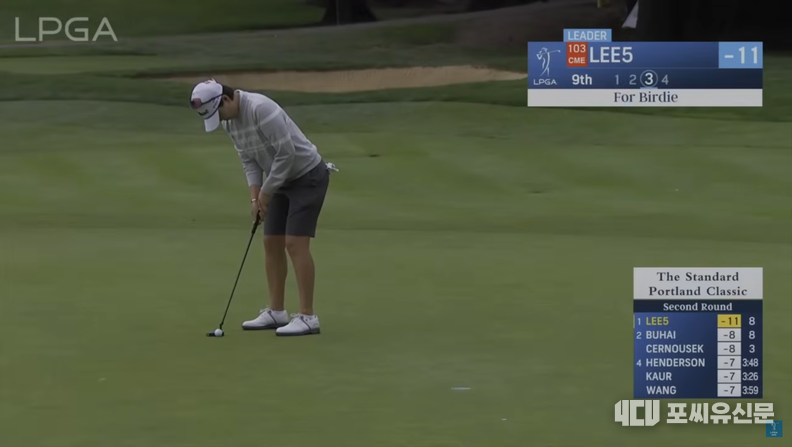 5번홀부터 5연속 버디를 기록하고 있는 이정은5, 사진: LPGA 코리아 유튜브