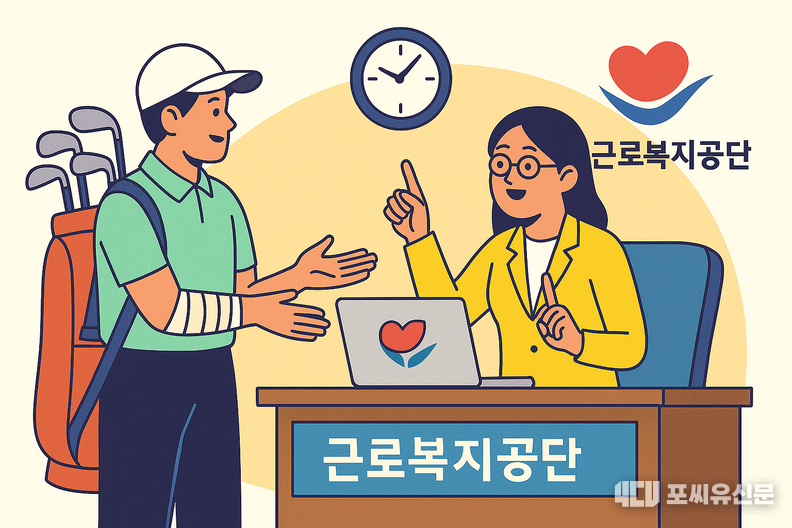 캐디가 근로복지공단에서 업무상 질병 상담을 받는 장면을 생성형 AI로 만들었다.