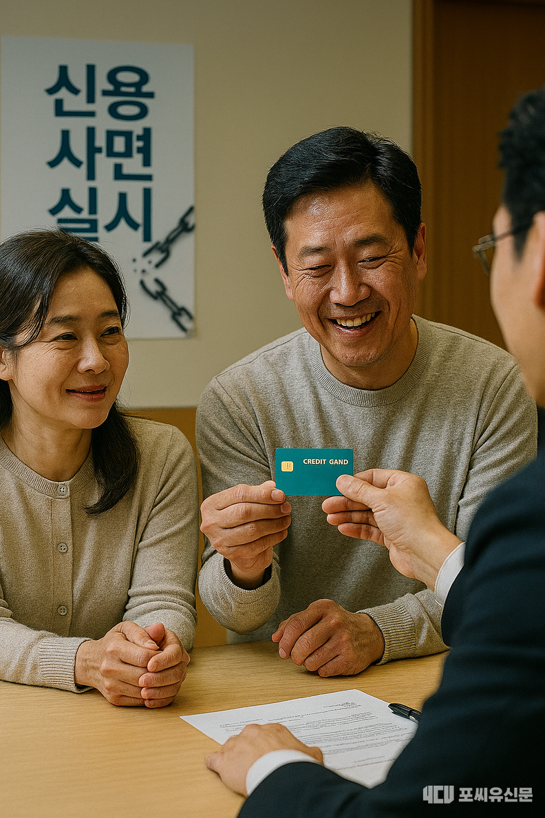 연체 기록 삭제로 신용 점수가 올라가 신용카드를 발급받는 모습을 생성형 AI로 만들었다. AI= 코파일럿